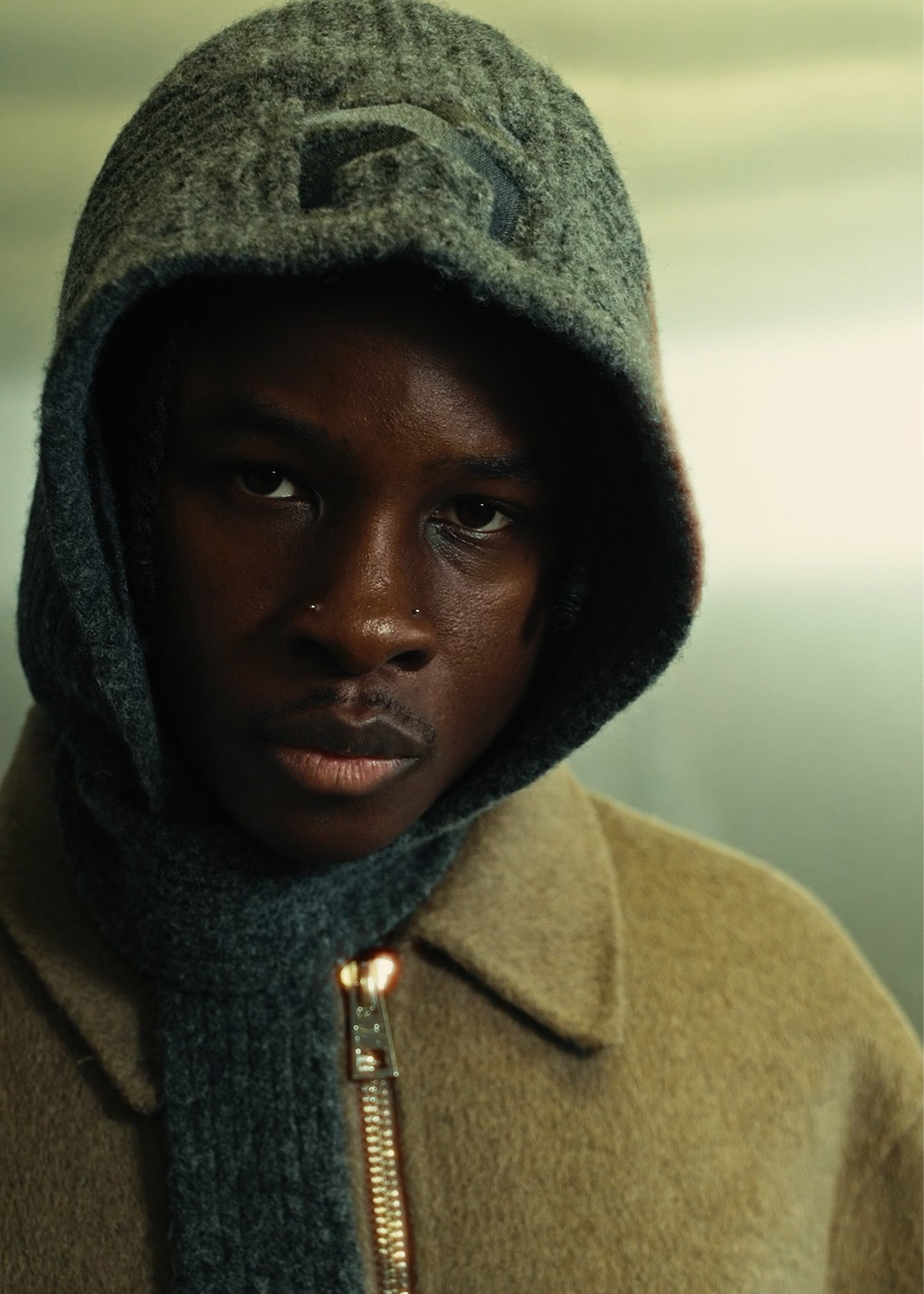 Concrete Structured Scarf X Beanie